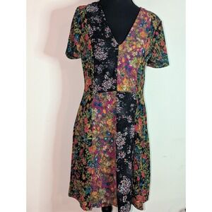 Zara Printed V-Neck Flared Mini Dress Multicolor Size Medium